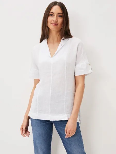 Phase Eight Льняная блузка Carita с V-образным вырезом, белая