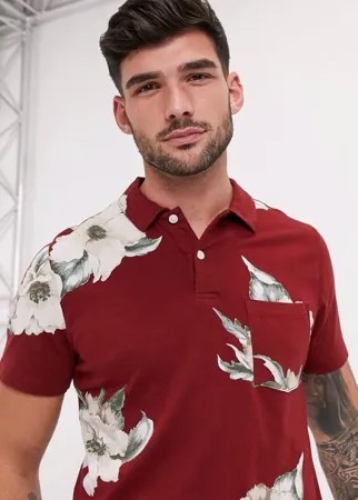 Красное поло из пике с цветочным принтом Abercrombie & Fitch-Красный