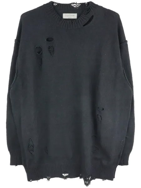 Yohji Yamamoto джемпер с эффектом потертости, черный