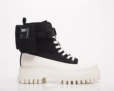 Ботинки BRONX Groov-Y Canvas Womens Black Off White Повседневная обувь для образа жизни Сапоги