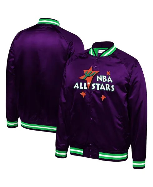Мужская фиолетовая легкая атласная куртка nba all-star game 1995 года на застежках Mitchell & Ness, фиолетовый