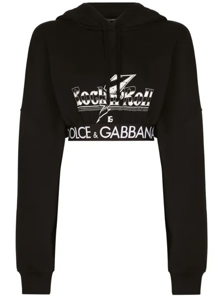 Dolce & Gabbana укороченное худи с логотипом, черный
