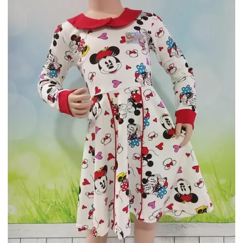 Платье Счастливая малинка, размер 122, красный, белый