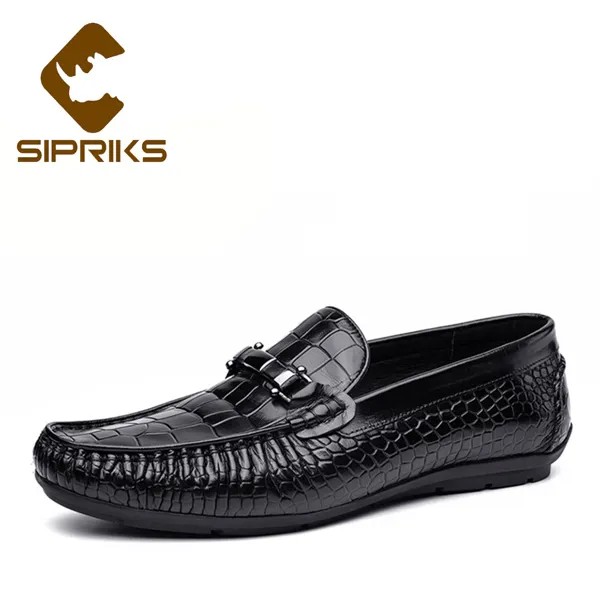Мужские повседневные кожаные туфли Sipriks, легкие лоферы, классические туфли на плоской подошве для вождения, мокасины в европейском стиле, че...