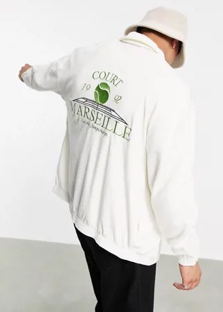 Кремовая махровая куртка в стиле oversized с вышивкой от комплекта ASOS DESIGN-Светло-бежевый цвет