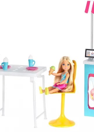Barbie Игровой набор Магазин кафе мороженое с куклой Барби и Челси