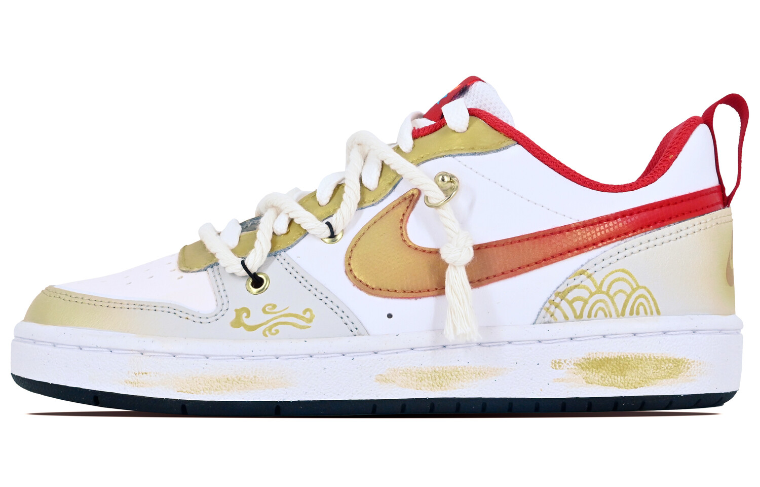 Кроссовки Nike Court Borough Skateboarding Shoes Women's Low-top Gold/white/red, золотой