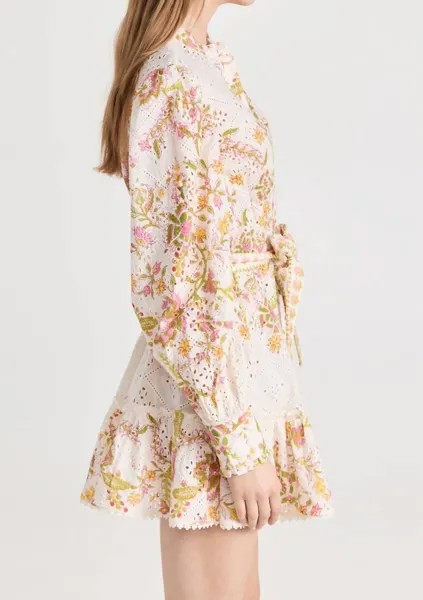 Белое мини-платье с завязками Aira Schiffly Off White Hemant & Nandita