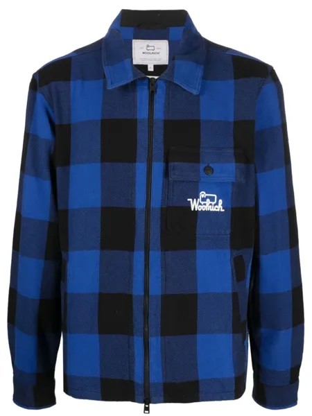 Woolrich клетчатая куртка-рубашка на молнии, синий