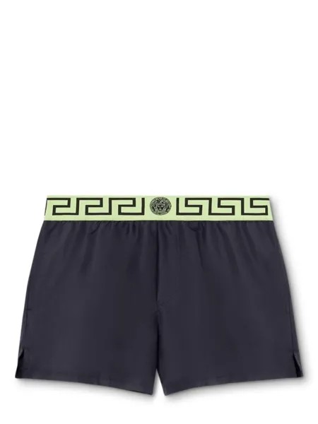 Versace плавки-шорты с узором Greca, черный
