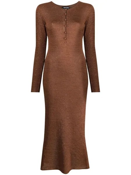 Платье макси с длинными рукавами TOM FORD, коричневый