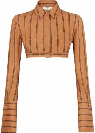 Fendi шелковая рубашка Karligraphy в полоску