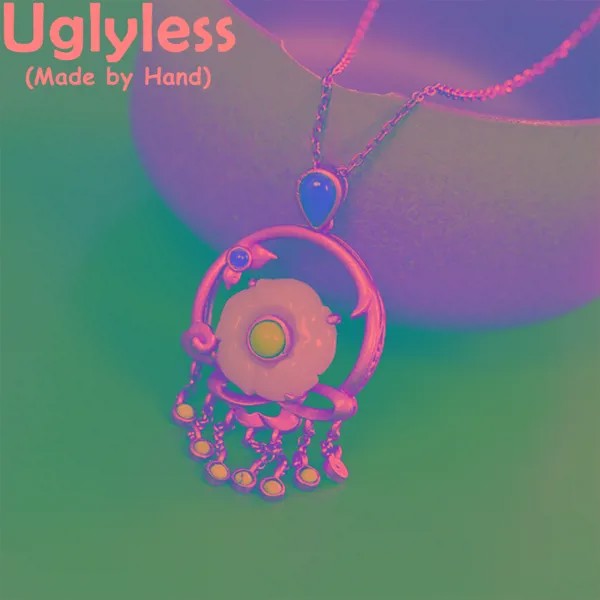 Uglyless китайские шикарные Традиционные Серебряные украшения с кисточками и бирюзой для женщин, Хотан, Нефритовый Цветок, подвески, ожерелья и...
