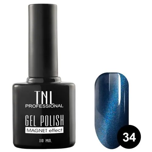 Гель-лак TNL Professional Magnet effect, 10 мл, оттенок 34 темно-синий с блестками