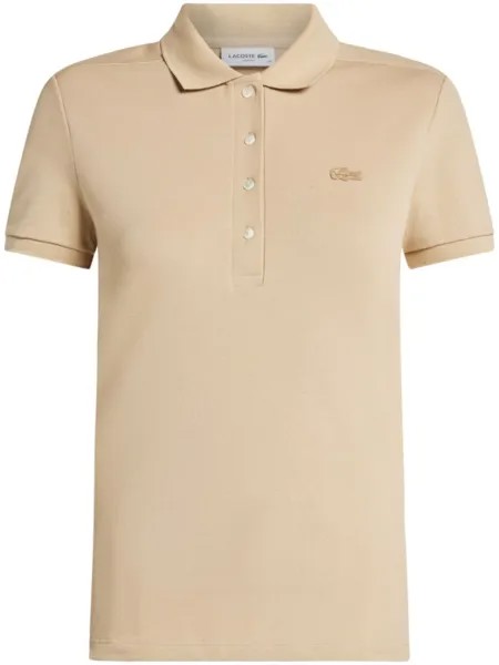 Lacoste рубашка поло с аппликацией логотипа, нейтральный цвет