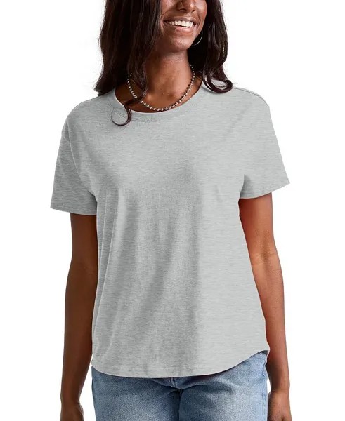Женская свободная футболка Originals из хлопка с короткими рукавами Hanes, серый