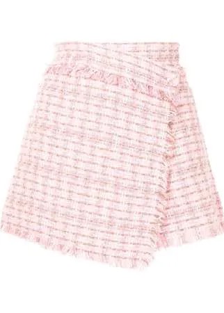 MSGM твидовая юбка-шорты с запахом