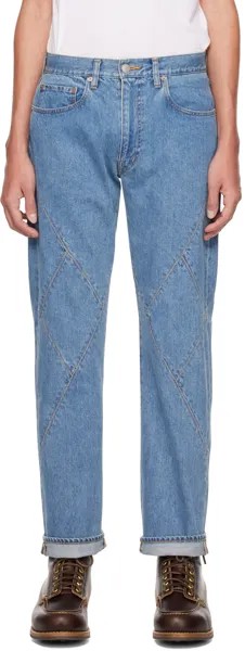Синие джинсовые джинсы со вставками JieDa