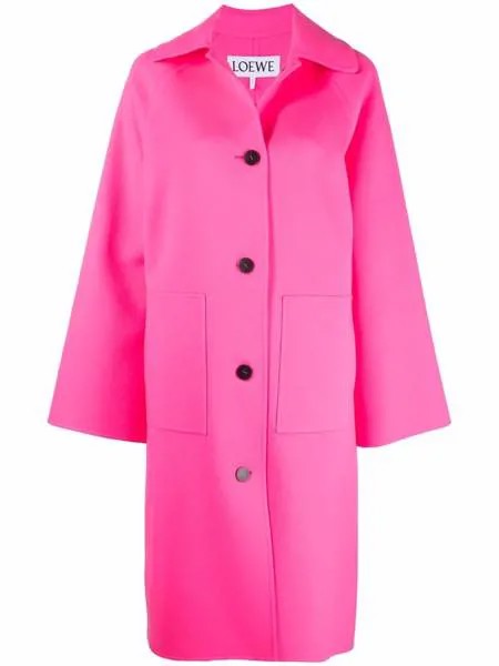 LOEWE patch-pocket button-front coat