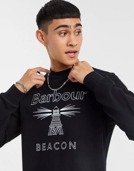 Черный свитшот с круглым вырезом и отделкой декоративной строчкой Barbour Beacon-Черный цвет