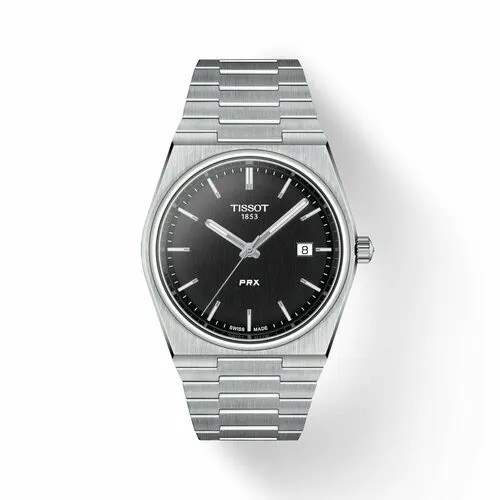 Наручные часы TISSOT PRX, серебряный, черный