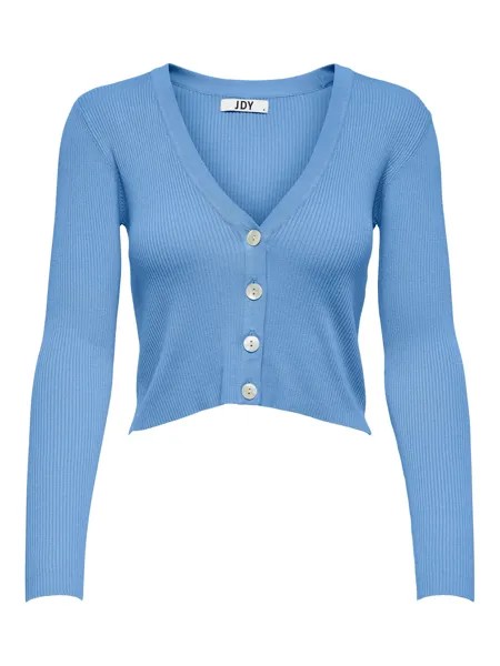 Кардиган JACQUELINE de YONG Kurze Dünne Langarm Strickjacke V Neck Basic JDYDONNEL, цвет Babyblau