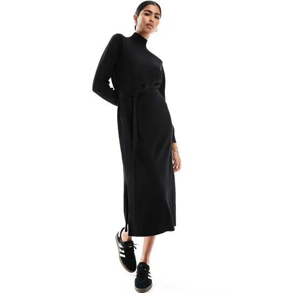 Платье New Look Belted Knitted Midi, черный