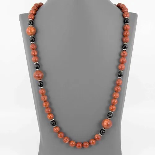 Бусы Minera, оникс, коралл, длина 80 см