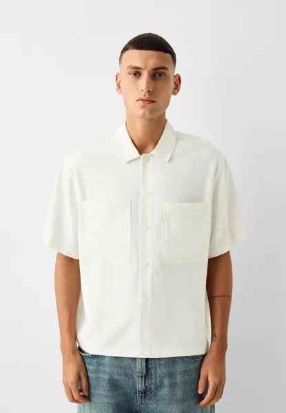 Рубашка Short Sleeve Tailored Boxy Fit Bershka, белый