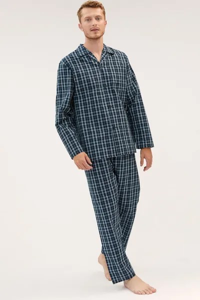 Пижама с хлопком и клеткой Marks & Spencer, белый