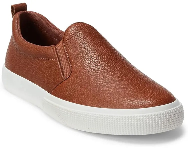 Кроссовки LAUREN Ralph Lauren Haddley Tumbled Leather Slip-On Sneaker, цвет Deep Saddle Tan