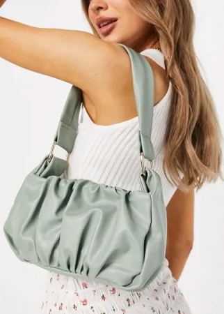 Шалфейно-зеленая присборенная сумка на плечо в стиле 70-х ASOS DESIGN-Зеленый цвет
