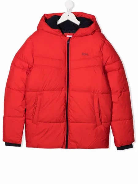 BOSS Kidswear пуховик с логотипом