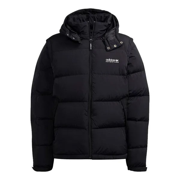 Пуховик adidas originals Optimus Jacket Detachable Sleeve Stay Warm Sports hooded down Jacket Black, черный