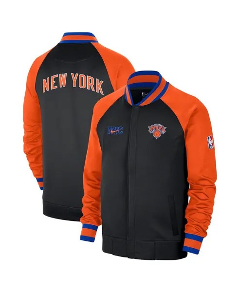 Мужская черная, оранжевая куртка с молнией во всю длину New York Knicks 2022/23 City Edition Showtime Thermaflex Nike