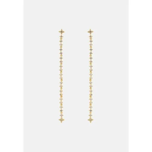 Серьги цепочки Freeform Jewellery, искусственный камень, золотой