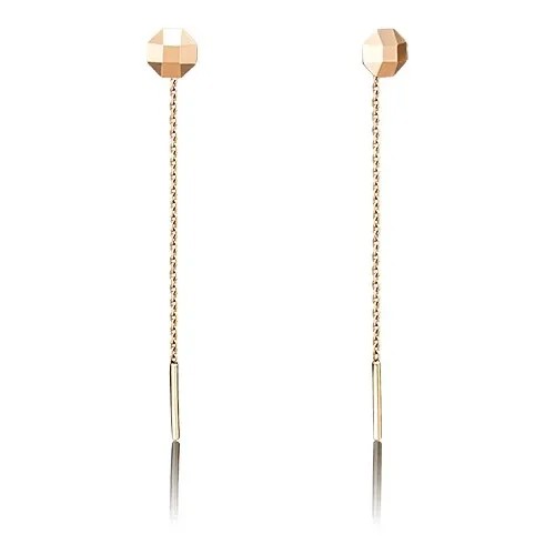 Серьги цепочки PLATINA, красное золото, 585 проба