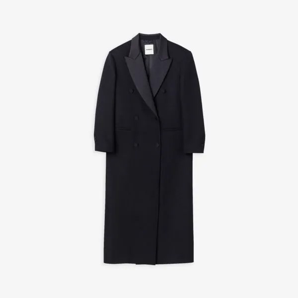 Двубортное пальто Emanuelle из смесовой шерсти Sandro, цвет noir / gris