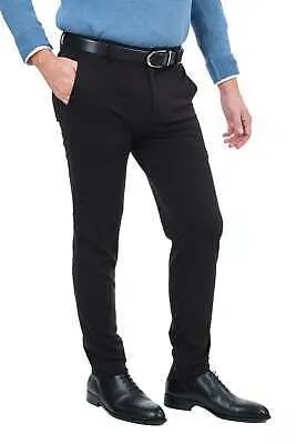 Мужские однотонные черные узкие классические брюки Mazari с плоской передней частью, эластичные в 4 направлениях