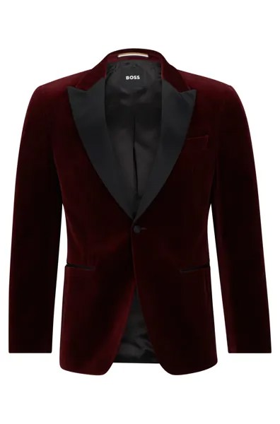 Пиджак Hugo Boss Slim-fit Tuxedo In Pure-cotton Velvet, темно-красный