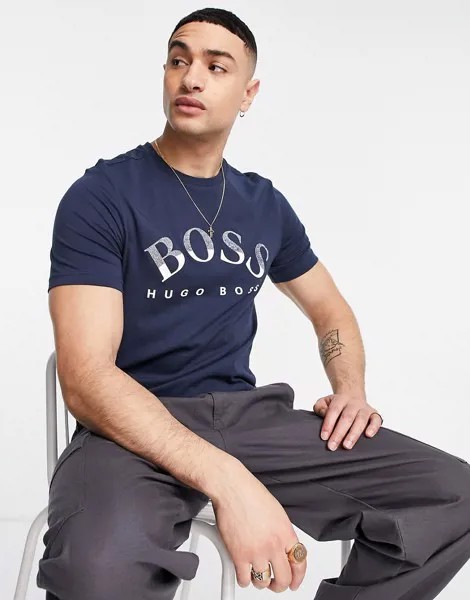 Темно-синяя футболка с логотипом BOSS Athleisure Tee 1-Темно-синий