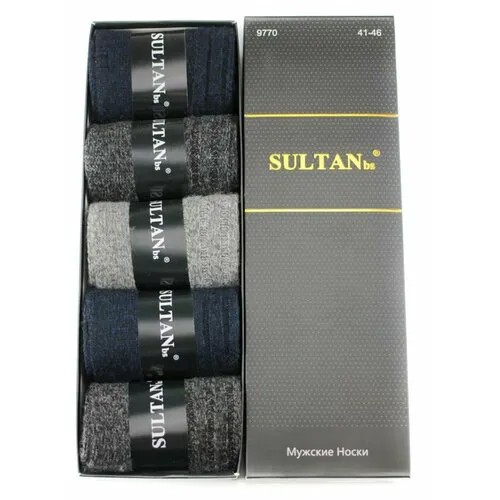 Носки Sultan, комплект, 5 пар, размер 41-46, черный