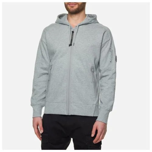 Мужская толстовка C.P. Company Zipped Hoodie Diagonal Raised Fleece серый, Размер L
