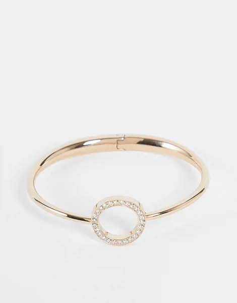 Жесткий браслет цвета розового золота с круглым украшением Tommy Hilfiger-Золотистый
