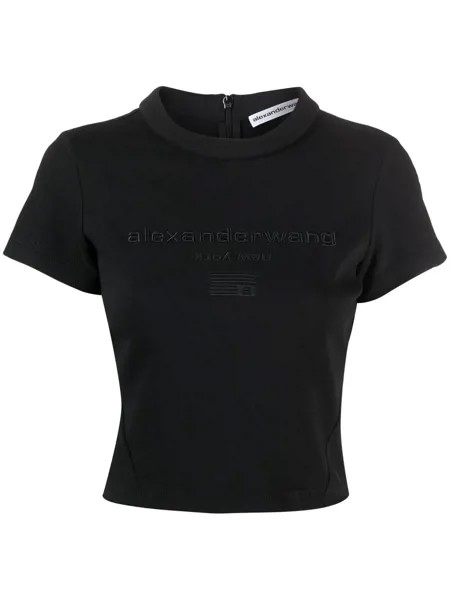 Alexanderwang.t укороченная футболка с вышитым логотипом