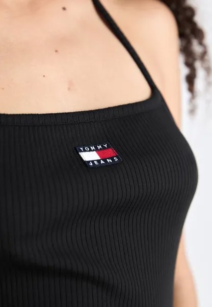 Платье из джерси Strappy Badge Dress Tommy Hilfiger, черное