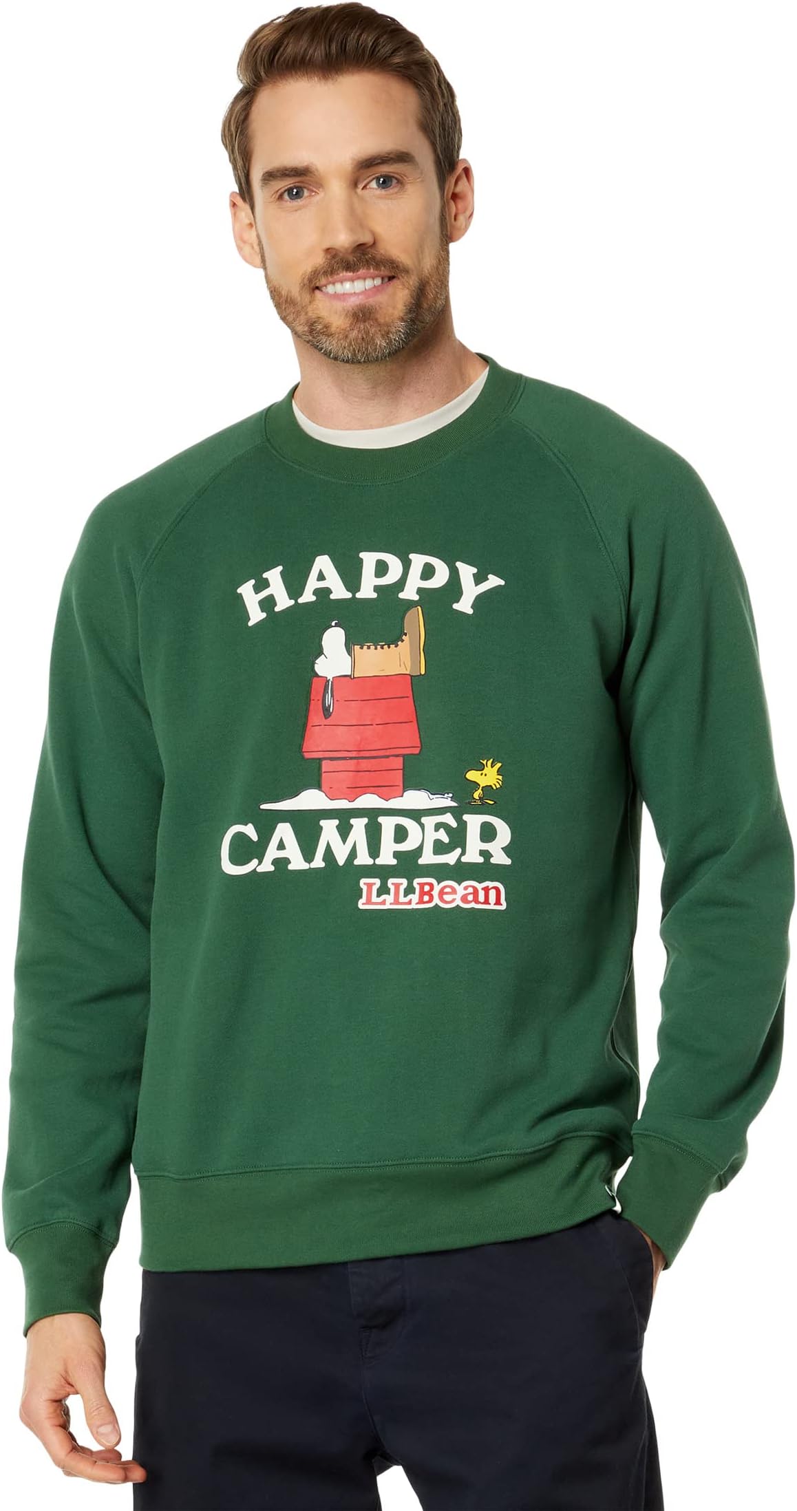 Толстовка L.L.Bean x Peanuts с круглым вырезом Happy Camper, цвет Camp Green