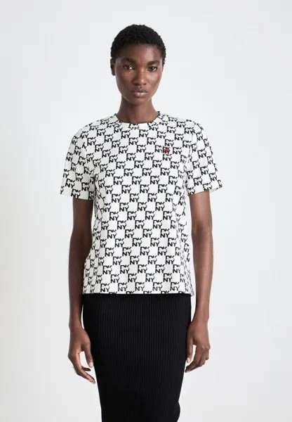Футболки с принтом ALLOVER LOGO DKNY, белый