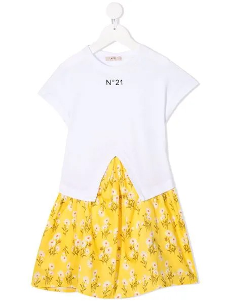 Nº21 Kids платье-футболка с контрастной вставкой