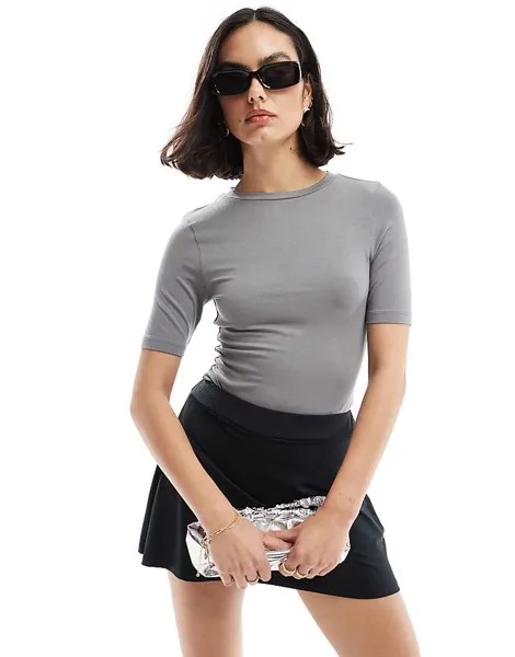 ASOS DESIGN – Боди-футболка скинни антрацитового цвета